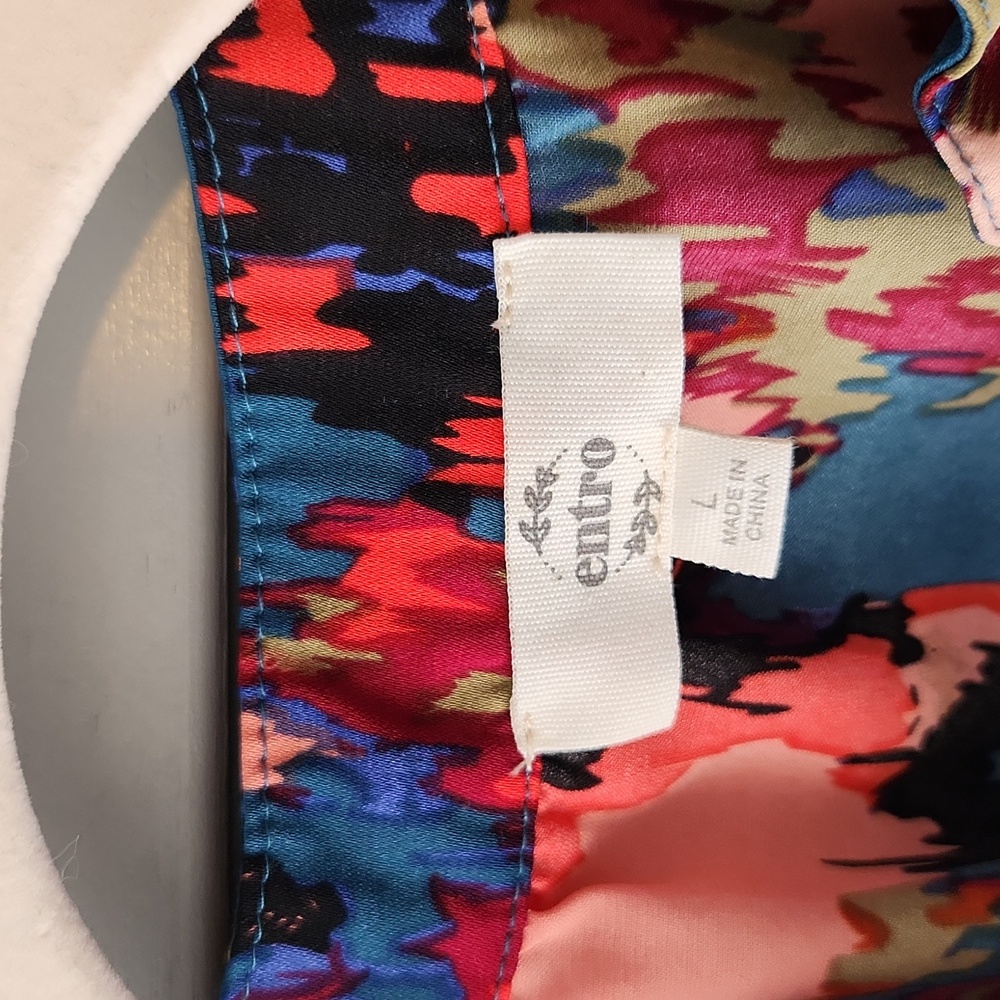 Entro Blouse Multi Color Ruffle Short Sleeve - Picture 5 of 7